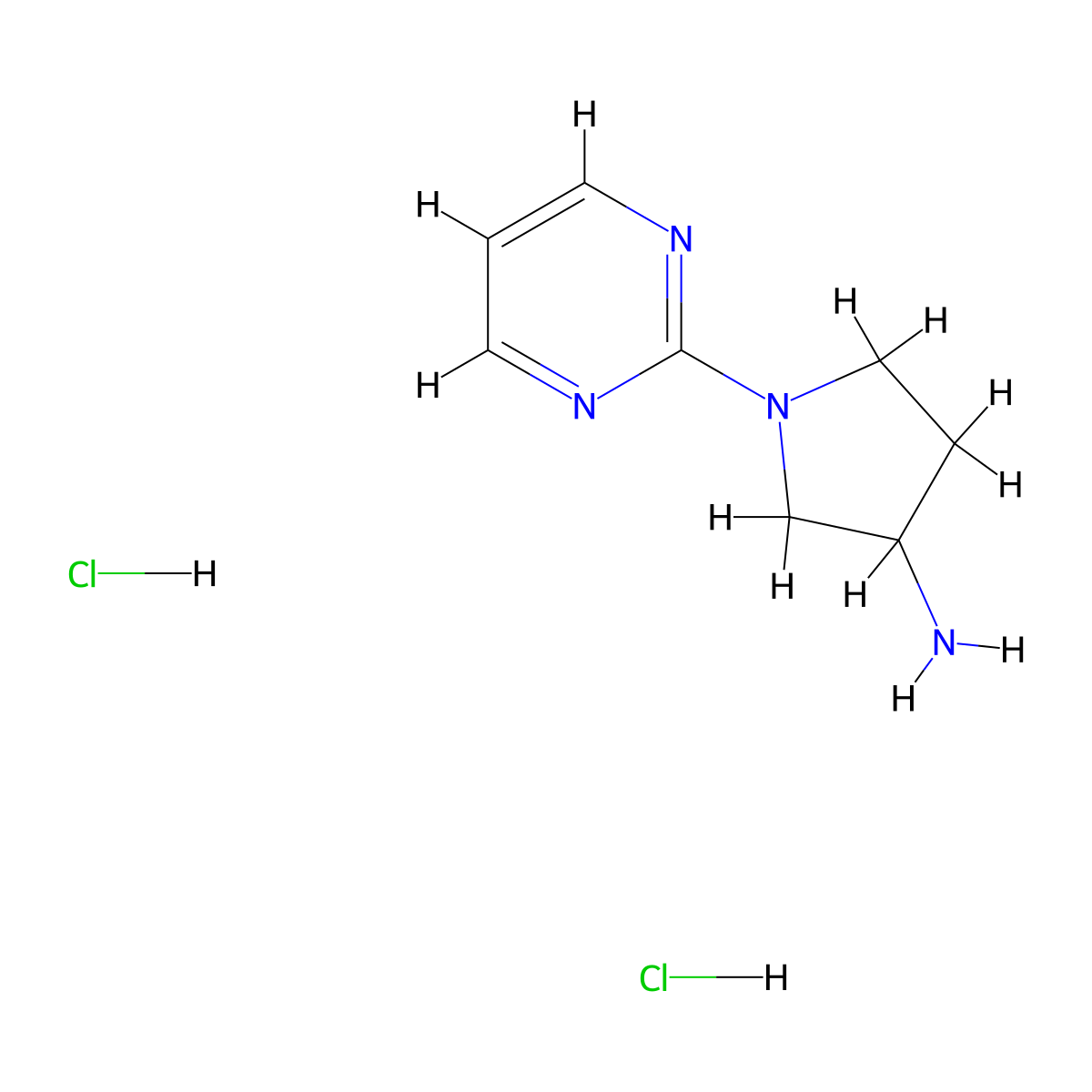 1-(Pyrimidin-2-yl)pyrrolidin-3-amine dihydrochloride molecular structure, CAS 2098048-53-2