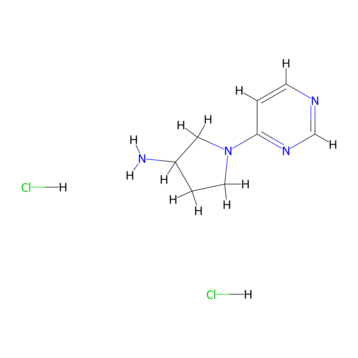 1-(Pyrimidin-4-yl)pyrrolidin-3-amine dihydrochloride molecular structure, CAS 2098048-58-7