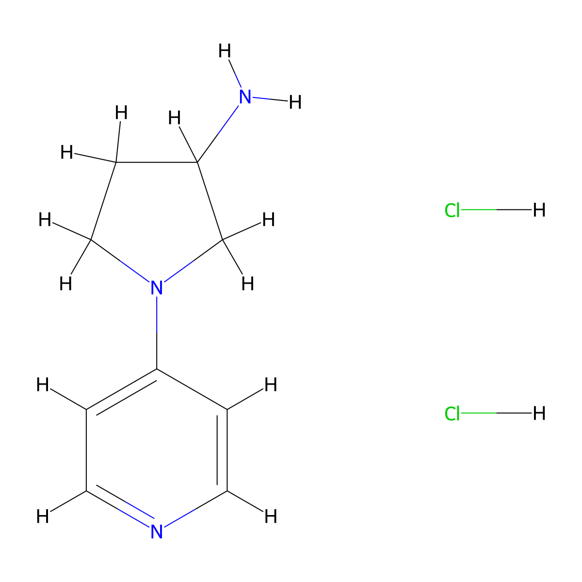 1-(Pyridin-4-yl)pyrrolidin-3-amine dihydrochloride molecular structure, CAS 2098048-60-1