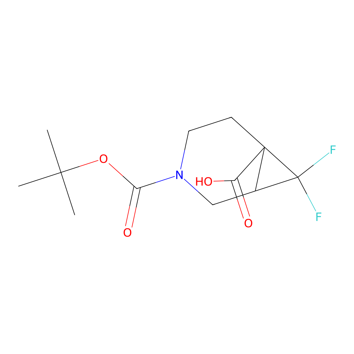 3-[(Tert-butoxy)carbonyl]-7,7-difluoro-3-azabicyclo[4.1.0]heptane-6-carboxylic acid molecular structure, CAS 2098048-66-7
