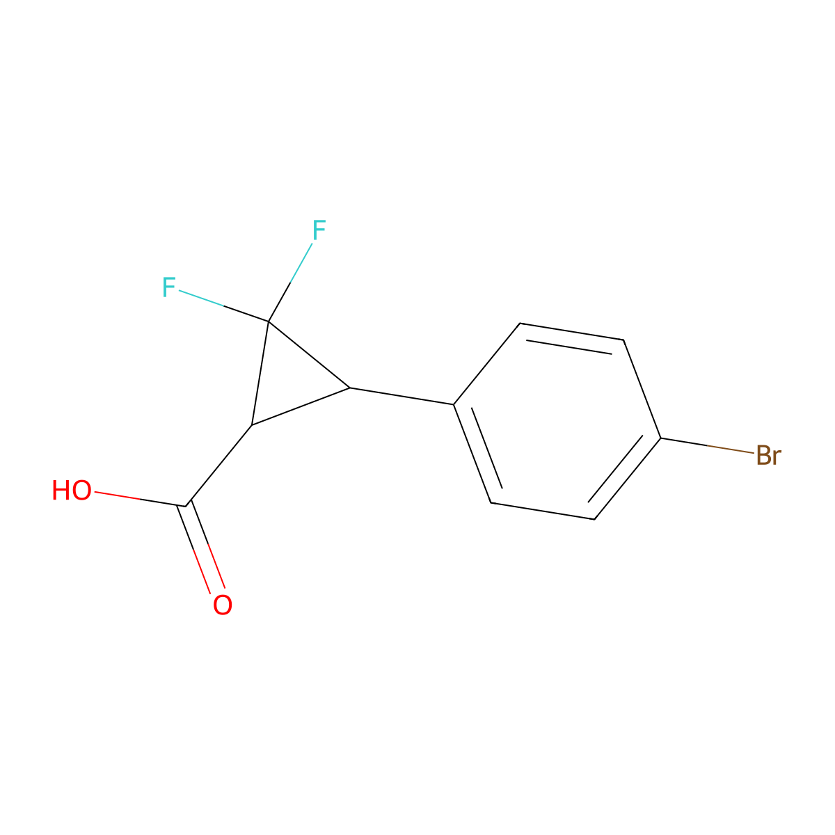 3-(4-Bromophenyl)-2,2-difluorocyclopropane-1-carboxylic acid molecular structure, CAS 2098048-73-6