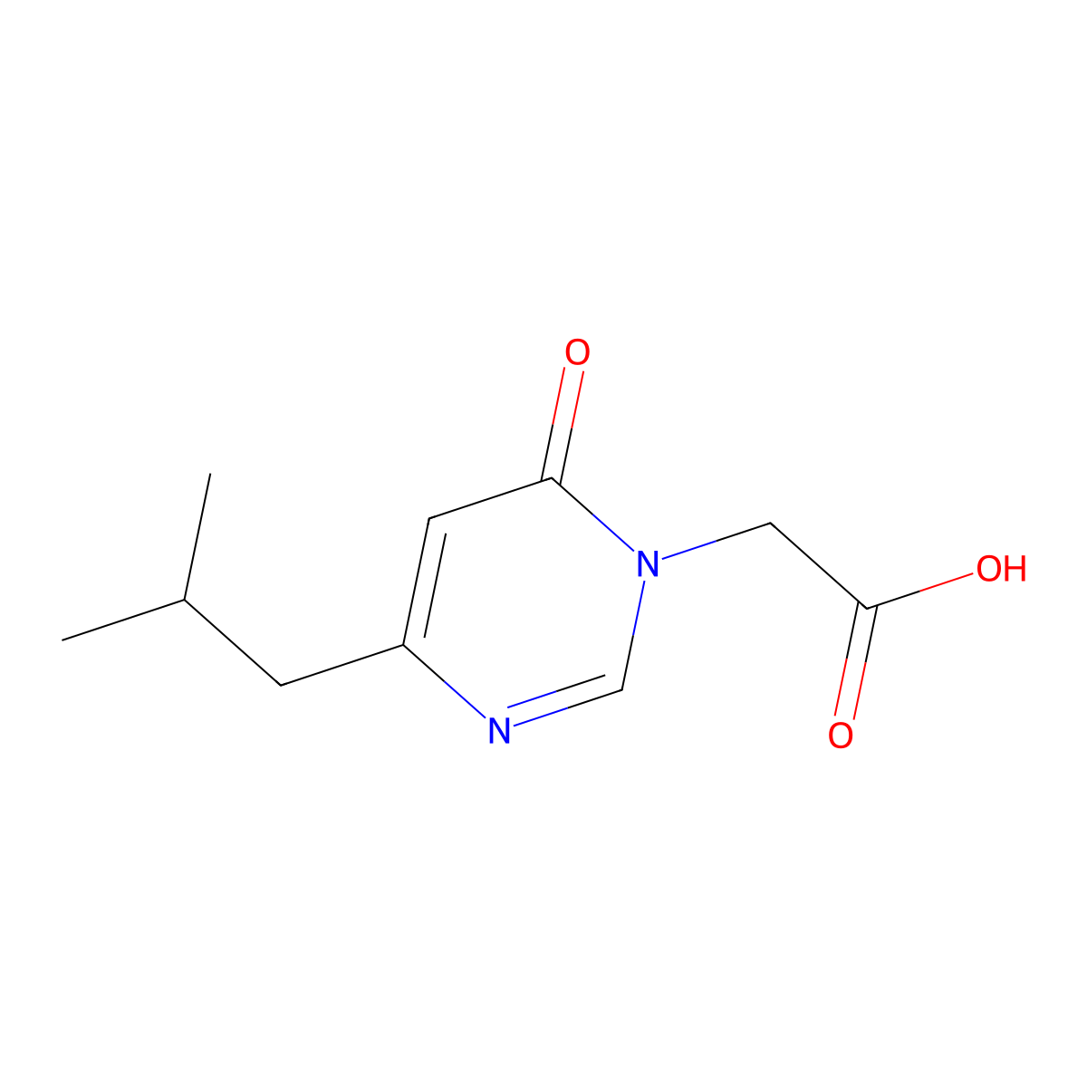 2-(4-isobutyl-6-oxopyrimidin-1(6H)-yl)acetic acid molecular structure, CAS 2098048-95-2