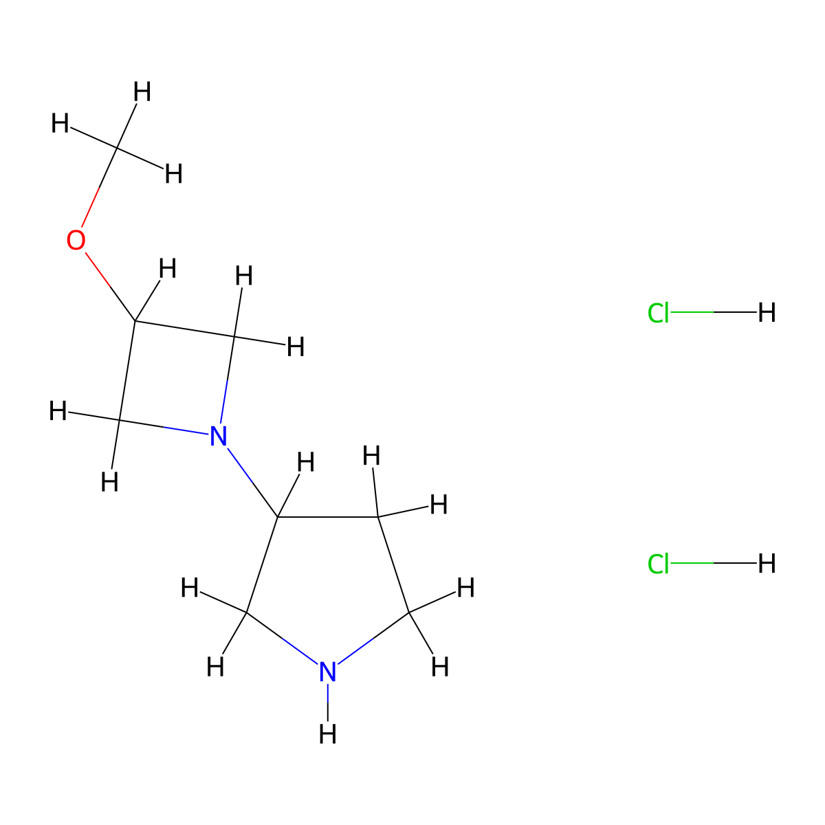 3-(3-Methoxyazetidin-1-yl)pyrrolidine dihydrochloride molecular structure, CAS 2098049-01-3