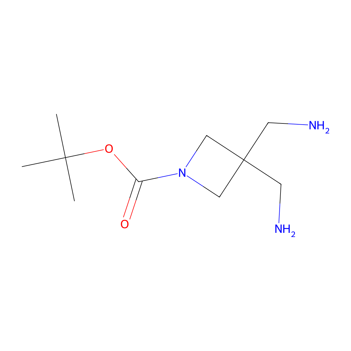 Tert-butyl 3,3-bis(aminomethyl)azetidine-1-carboxylate molecular structure, CAS 2098049-66-0