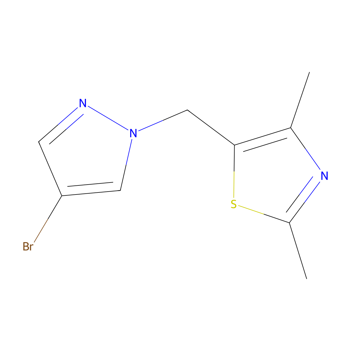 5-[(4-Bromo-1H-pyrazol-1-yl)methyl]-2,4-dimethyl-1,3-thiazole molecular structure, CAS 2098049-75-1