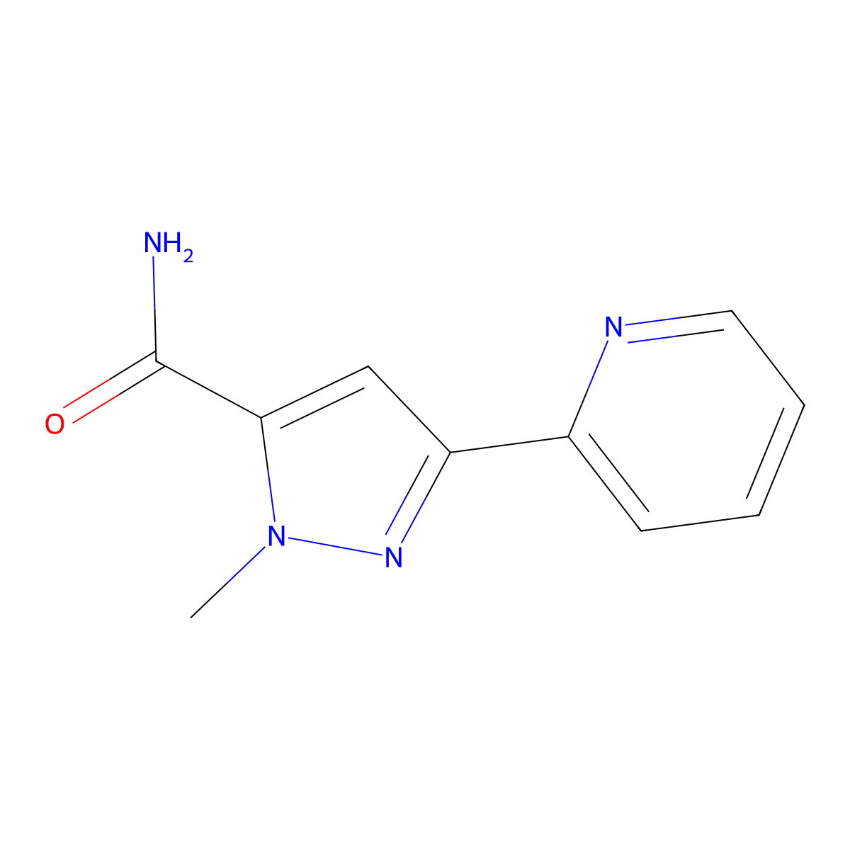 1-methyl-3-(pyridin-2-yl)-1H-pyrazole-5-carboxamide molecular structure, CAS 2098050-24-7