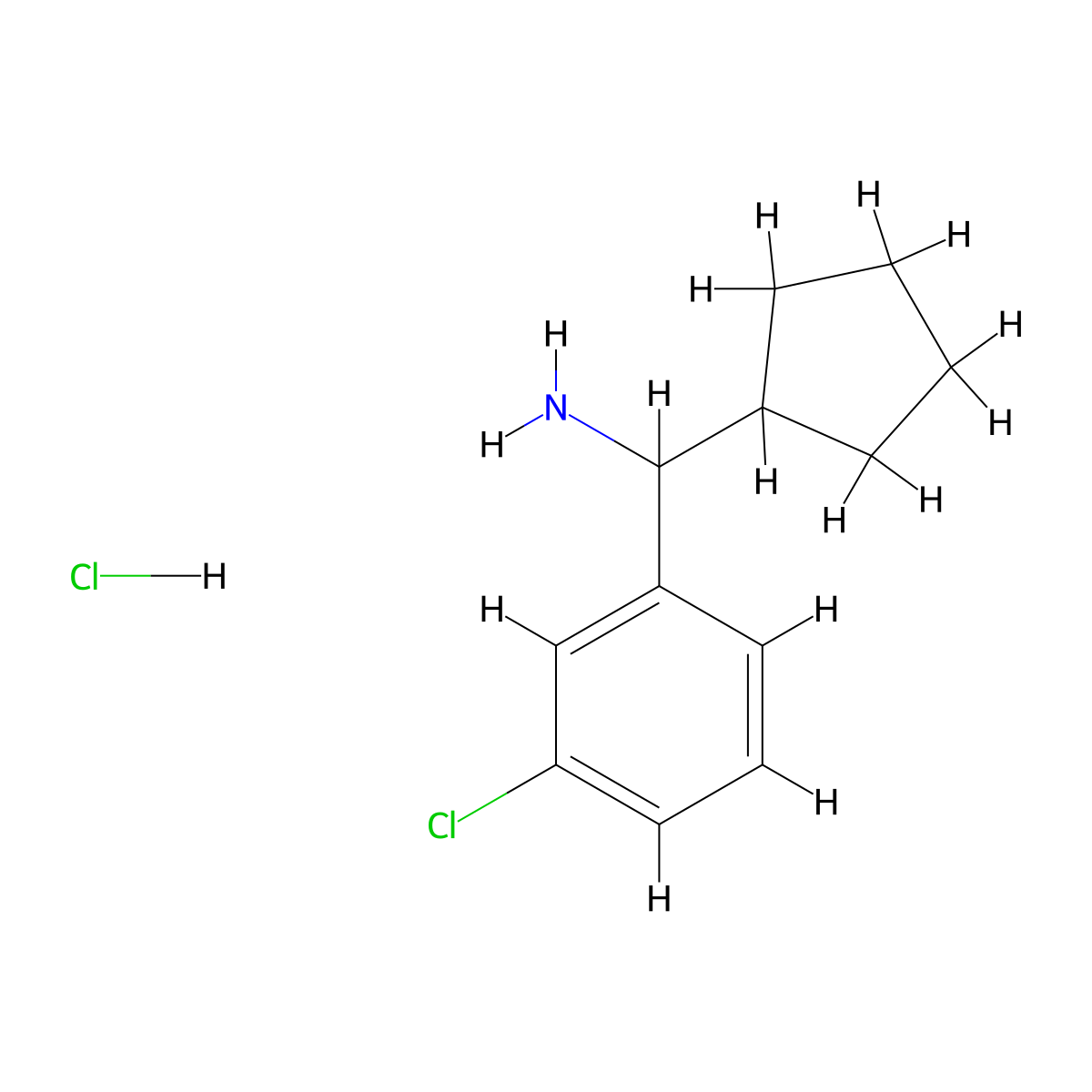 (3-Chlorophenyl)(cyclopentyl)methanamine hydrochloride molecular structure, CAS 2098050-62-3