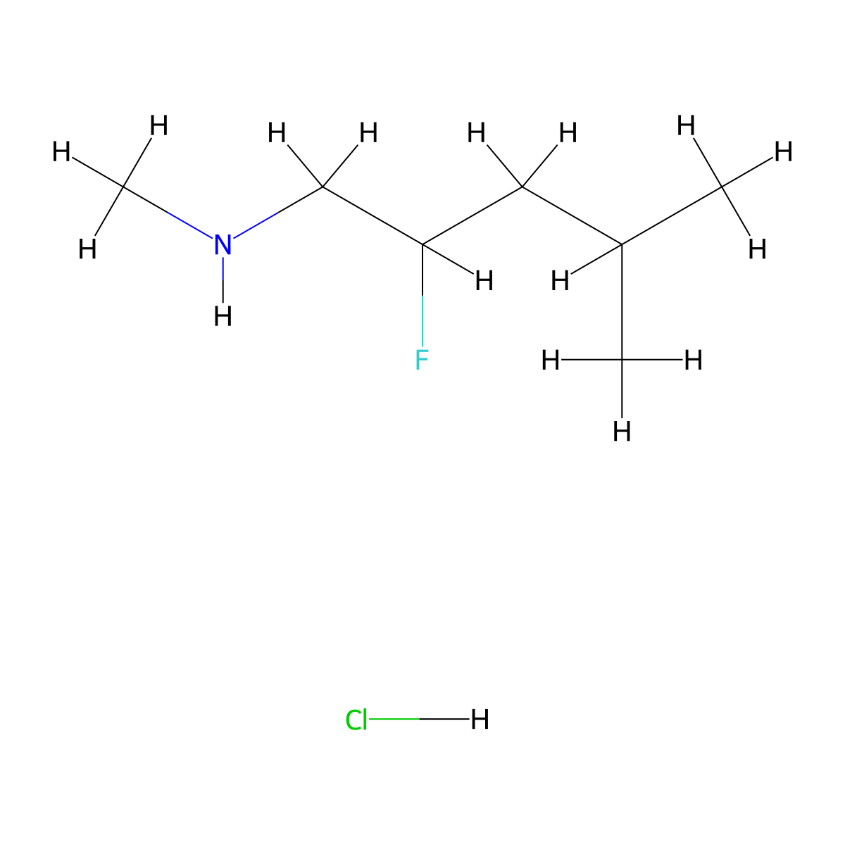 (2-Fluoro-4-methylpentyl)(methyl)amine hydrochloride molecular structure, CAS 2098051-70-6