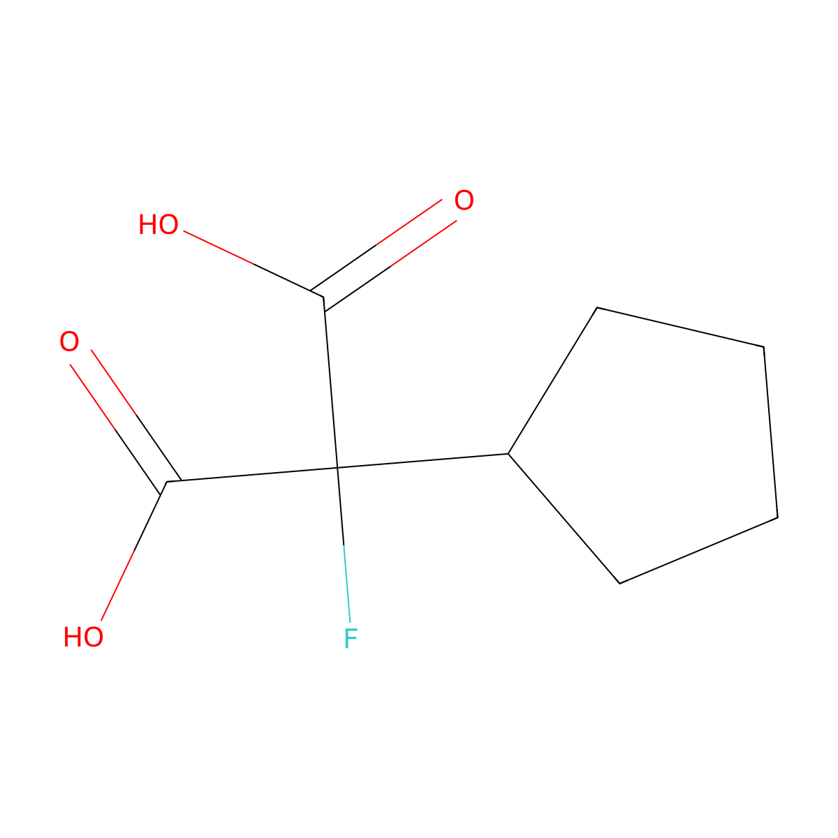 2-Cyclopentyl-2-fluoropropanedioic acid molecular structure, CAS 2098051-78-4