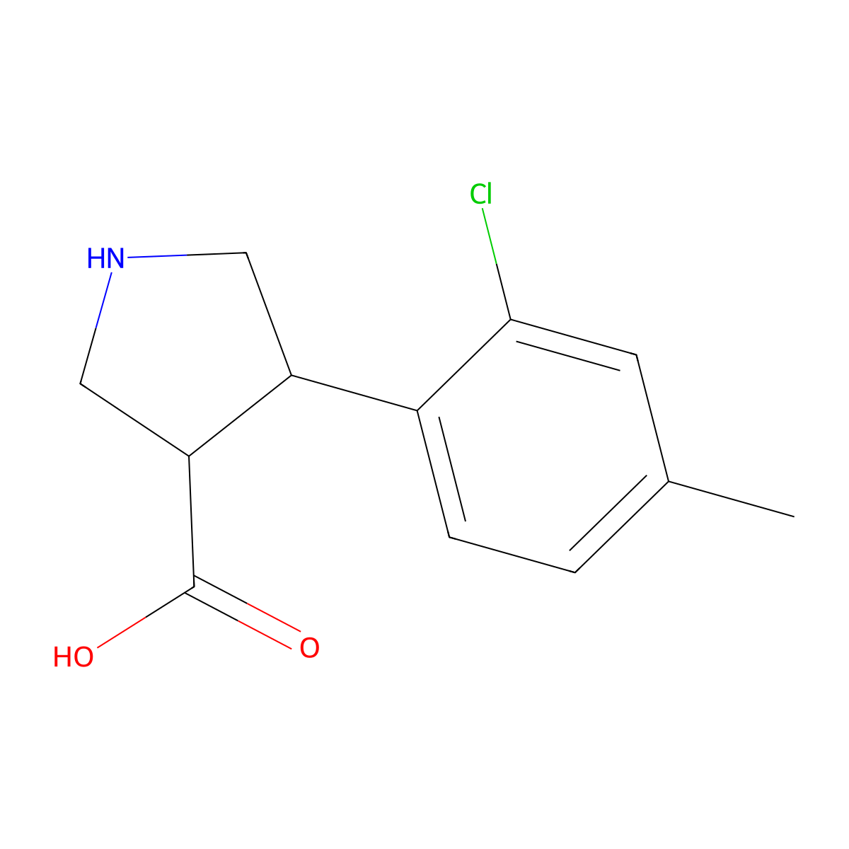 4-(2-Chloro-4-methylphenyl)pyrrolidine-3-carboxylic acid molecular structure, CAS 2098052-07-2