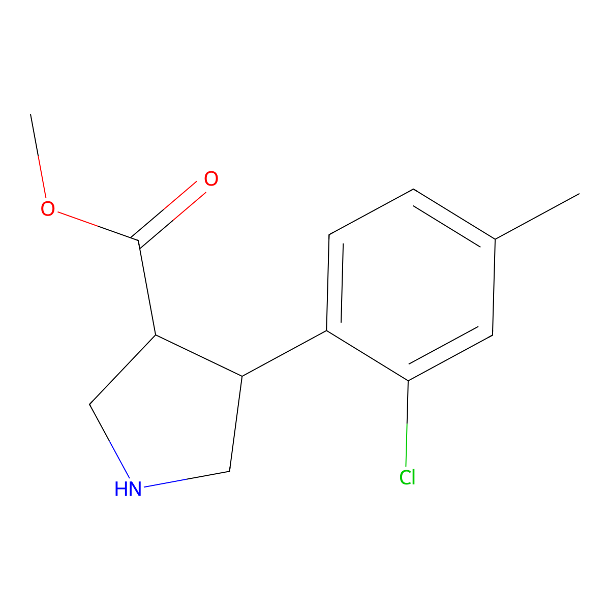 Methyl 4-(2-chloro-4-methylphenyl)pyrrolidine-3-carboxylate molecular structure, CAS 2098052-21-0