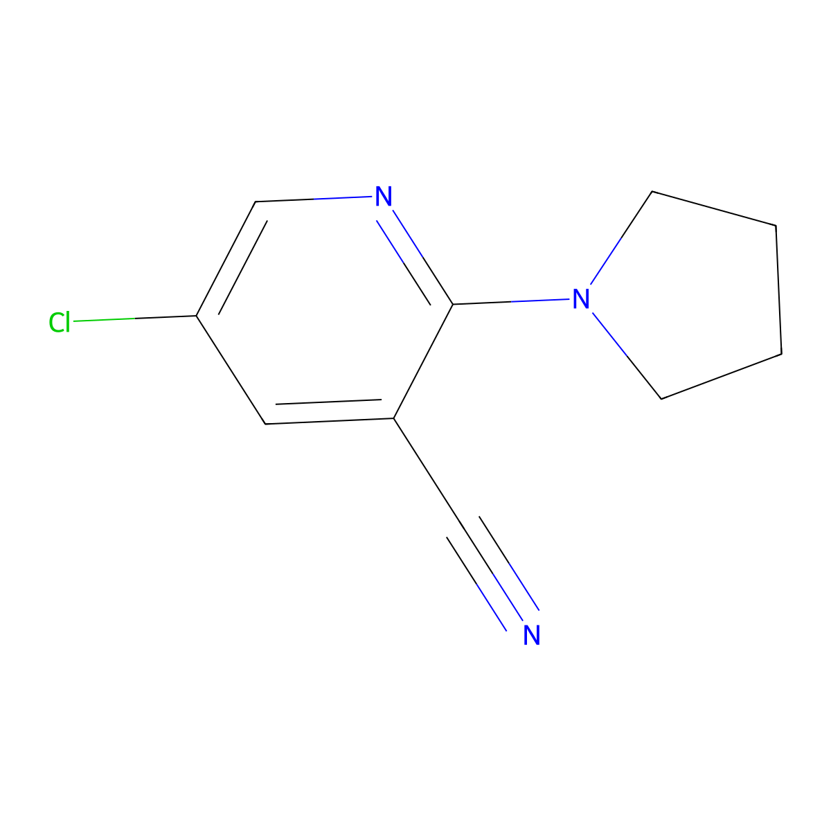 5-Chloro-2-(pyrrolidin-1-yl)nicotinonitrile molecular structure, CAS 2098053-75-7