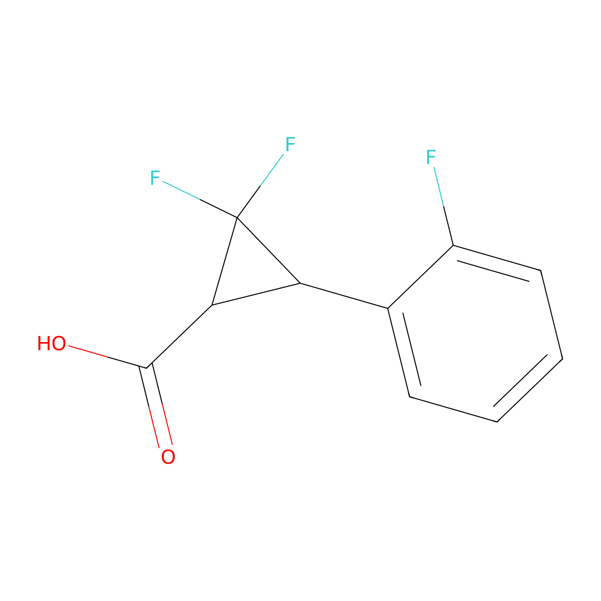 2,2-Difluoro-3-(2-fluorophenyl)cyclopropane-1-carboxylic acid molecular structure, CAS 2098054-07-8