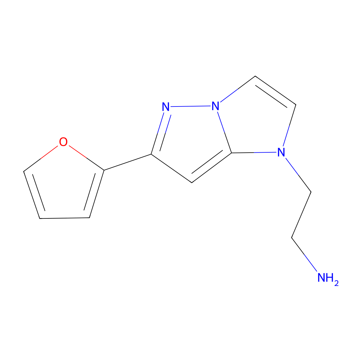 2-(6-(furan-2-yl)-1H-imidazo[1,2-b]pyrazol-1-yl)ethan-1-amine molecular structure, CAS 2098056-19-8