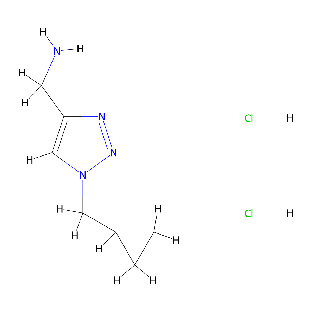 1-[1-(cyclopropylmethyl)-1H-1,2,3-triazol-4-yl]methanamine dihydrochloride molecular structure, CAS 2098058-25-2