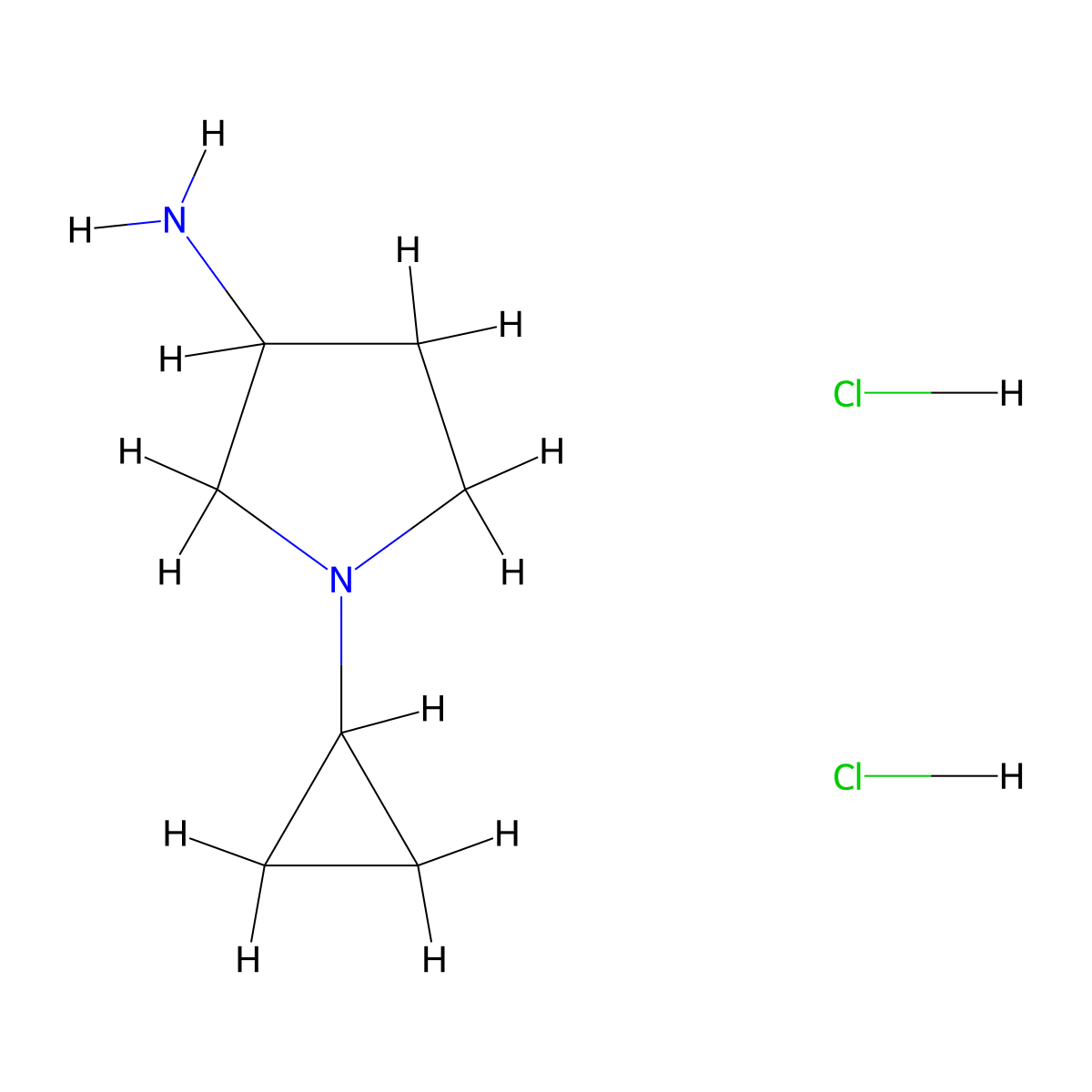 1-Cyclopropylpyrrolidin-3-amine dihydrochloride molecular structure, CAS 2098058-41-2
