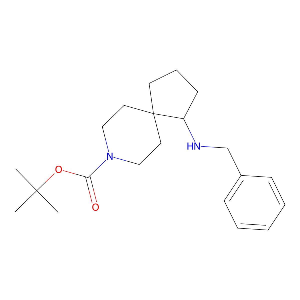 Tert-butyl 1-(benzylamino)-8-azaspiro[4.5]decane-8-carboxylate molecular structure, CAS 2098060-71-8