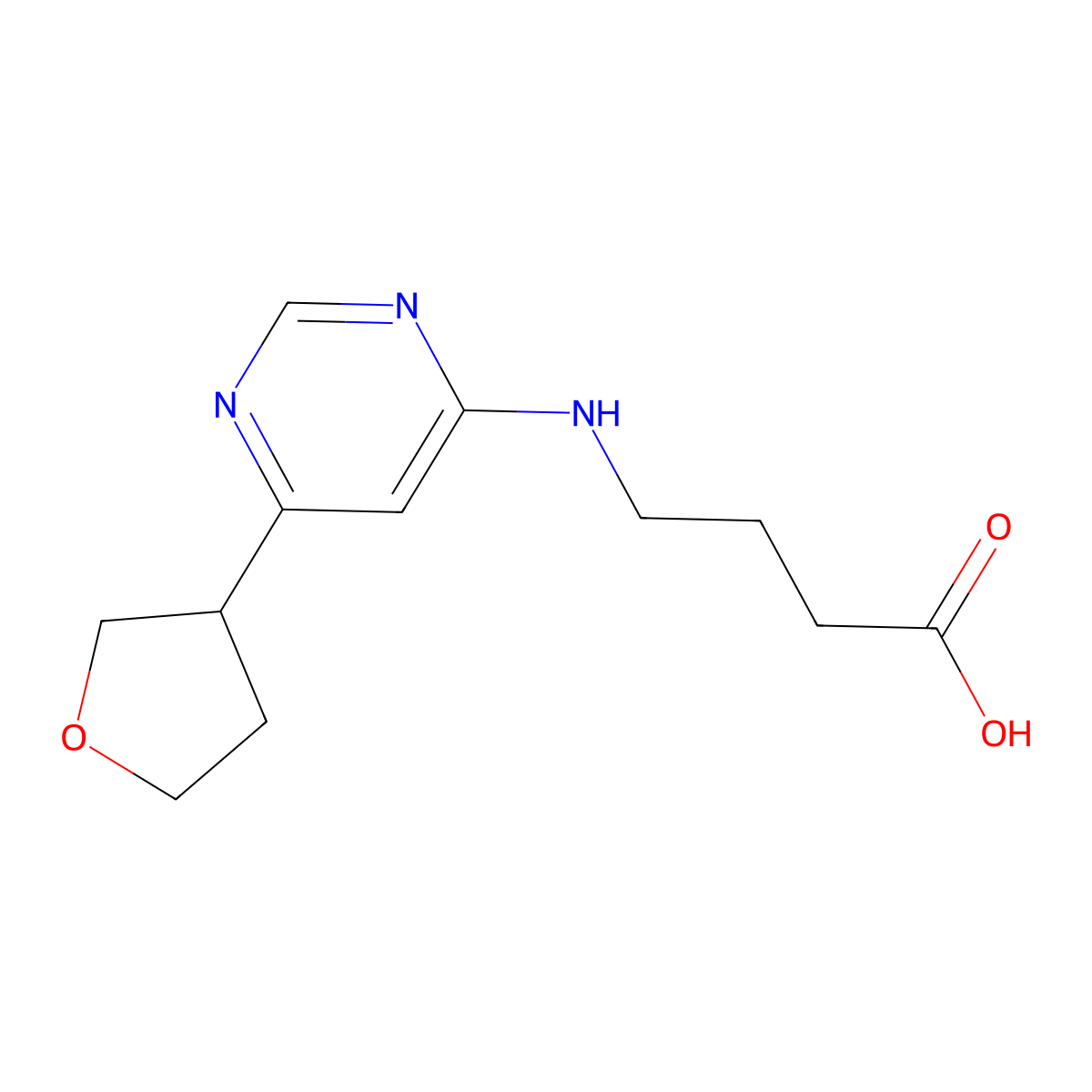 4-{[6-(Oxolan-3-yl)pyrimidin-4-yl]amino}butanoic acid molecular structure, CAS 2098062-09-8