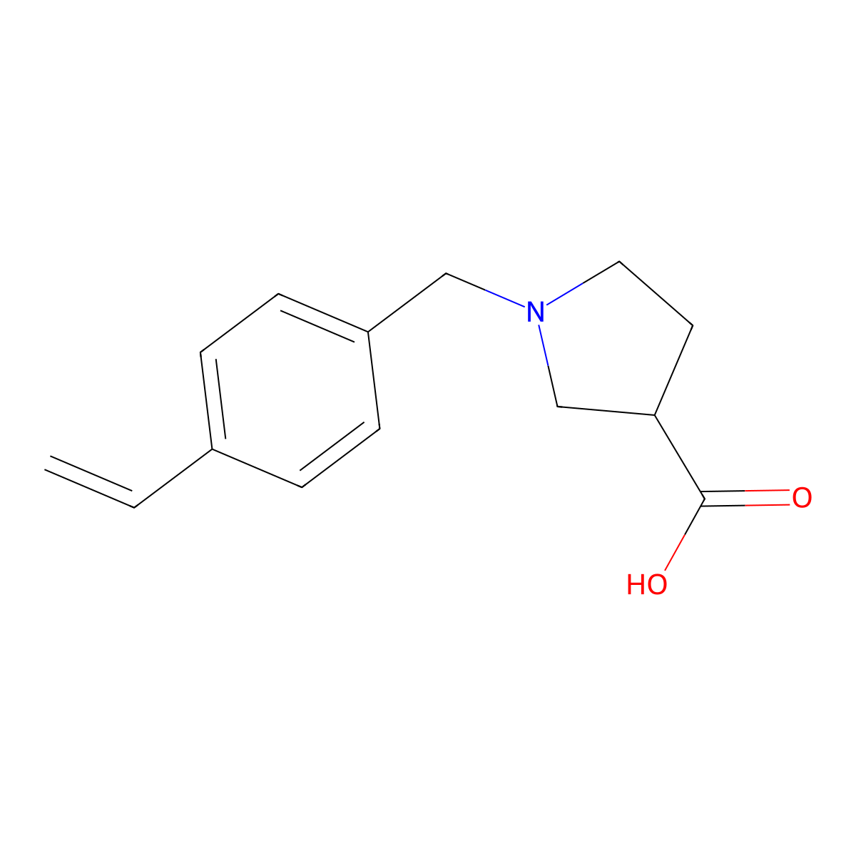 1-(4-Vinylbenzyl)pyrrolidine-3-carboxylic acid molecular structure, CAS 2098062-14-5