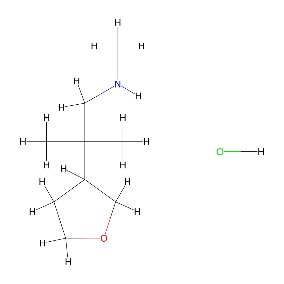 Methyl[2-methyl-2-(oxolan-3-yl)propyl]amine hydrochloride molecular structure, CAS 2098062-28-1