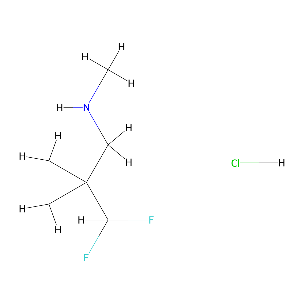 1-(1-(difluoromethyl)cyclopropyl)-N-methylmethanamine hydrochloride molecular structure, CAS 2098063-14-8