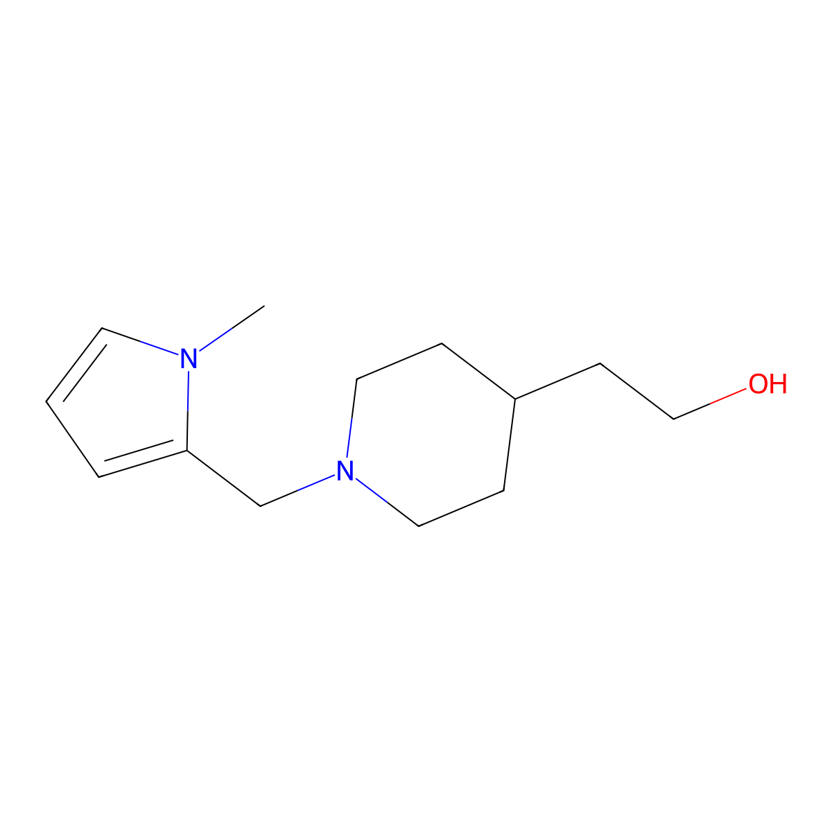2-(1-((1-methyl-1H-pyrrol-2-yl)methyl)piperidin-4-yl)ethan-1-ol molecular structure, CAS 2098063-69-3