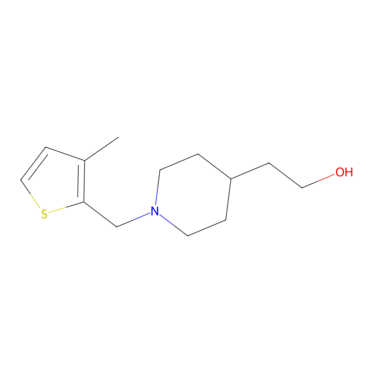 2-(1-((3-Methylthiophen-2-yl)methyl)piperidin-4-yl)ethan-1-ol molecular structure, CAS 2098063-90-0