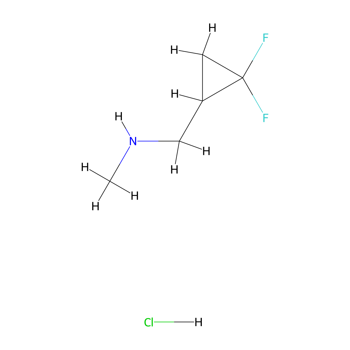 [(2,2-Difluorocyclopropyl)methyl](methyl)amine hydrochloride molecular structure, CAS 2098064-73-2