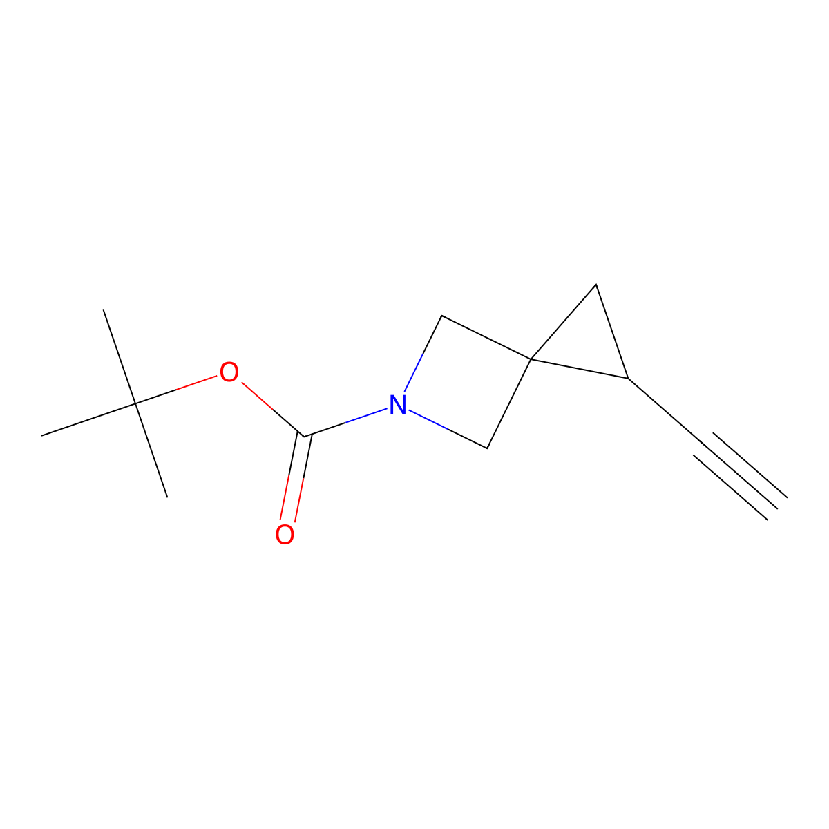 Tert-butyl 1-ethynyl-5-azaspiro[2.3]hexane-5-carboxylate molecular structure, CAS 2098064-77-6