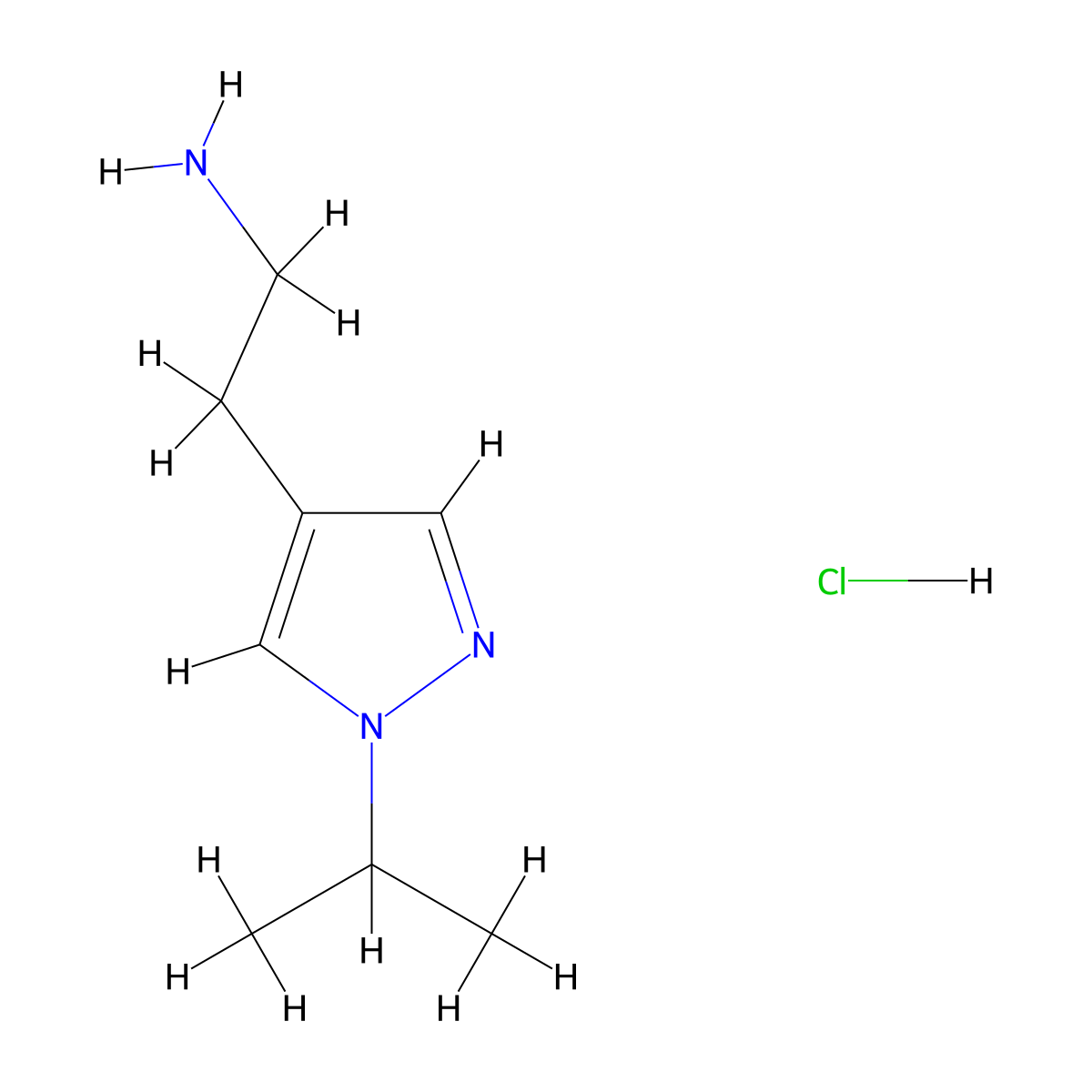 2-[1-(propan-2-yl)-1H-pyrazol-4-yl]ethan-1-amine hydrochloride molecular structure, CAS 2098065-52-0