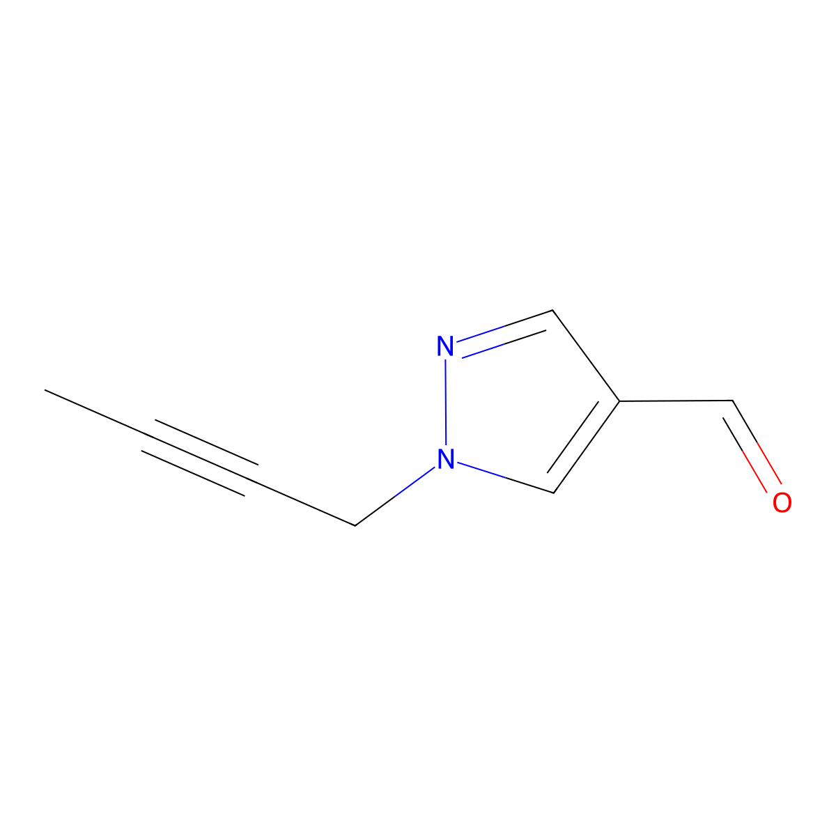1-(but-2-yn-1-yl)-1H-pyrazole-4-carbaldehyde molecular structure, CAS 2098065-63-3