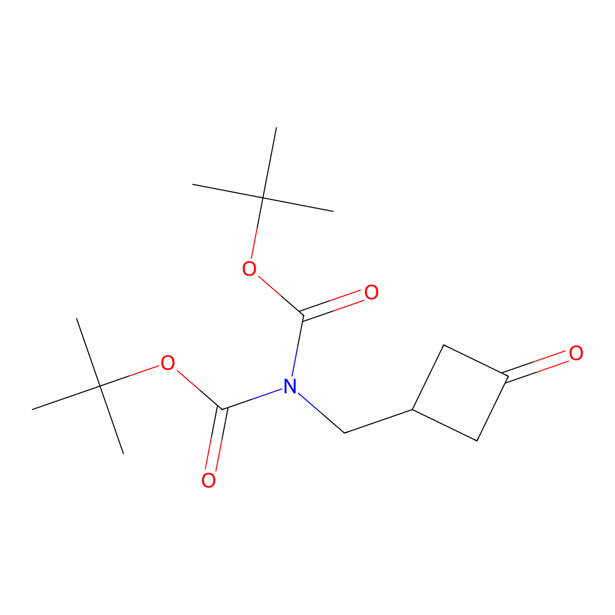 tert-butyl N-[(tert-butoxy)carbonyl]-N-[(3-oxocyclobutyl)methyl]carbamate molecular structure, CAS 2098067-97-9