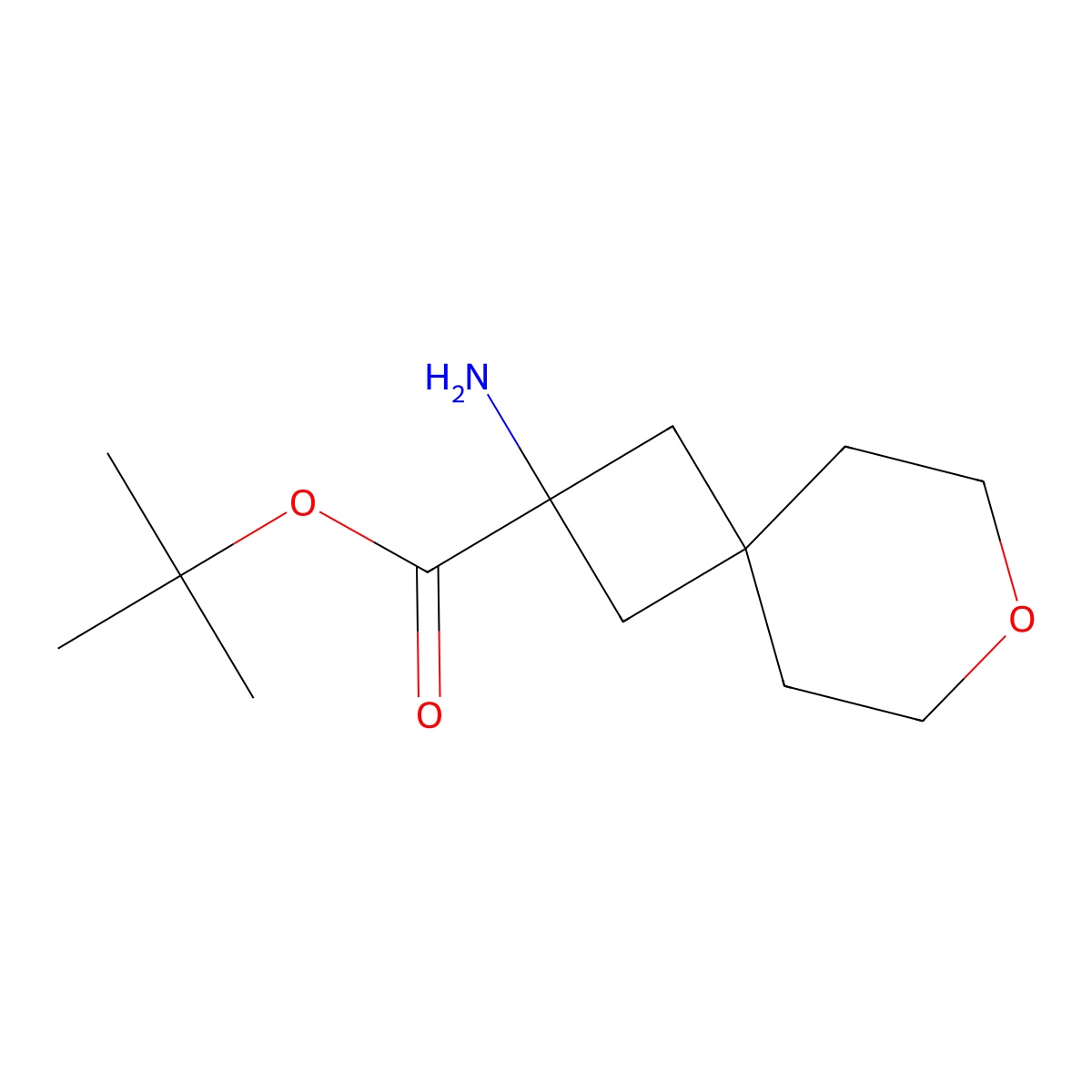 Tert-butyl 2-amino-7-oxaspiro[3.5]nonane-2-carboxylate molecular structure, CAS 2098068-19-8