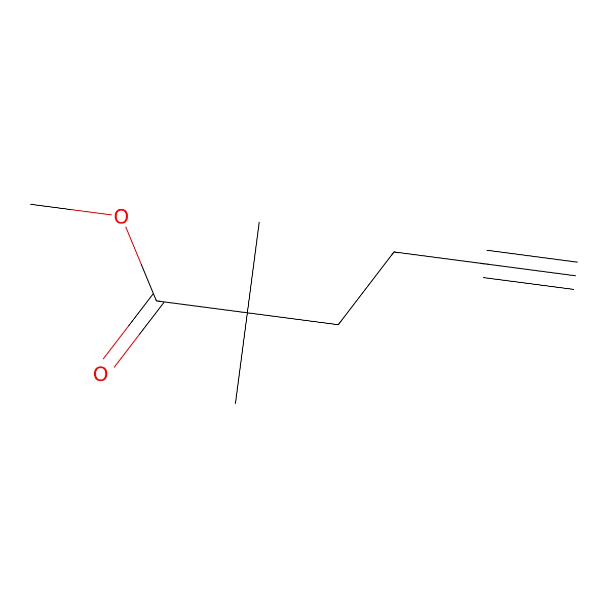 Methyl 2,2-dimethylhex-5-ynoate molecular structure, CAS 2098068-29-0