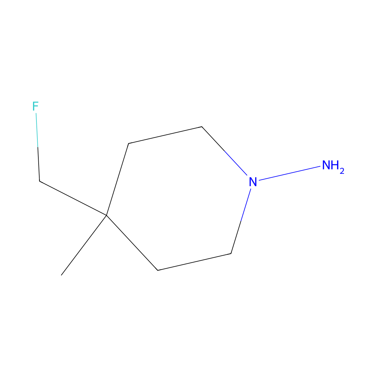 4-(Fluoromethyl)-4-methylpiperidin-1-amine molecular structure, CAS 2098068-35-8