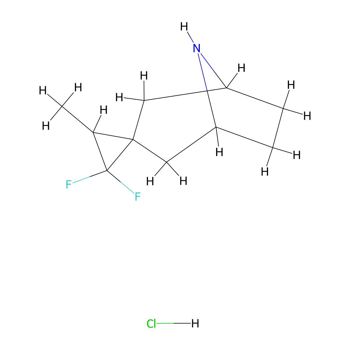 2',2'-Difluoro-3'-methyl-8-azaspiro[bicyclo[3.2.1]octane-3,1'-cyclopropane] hydrochloride molecular structure, CAS 2098069-48-6