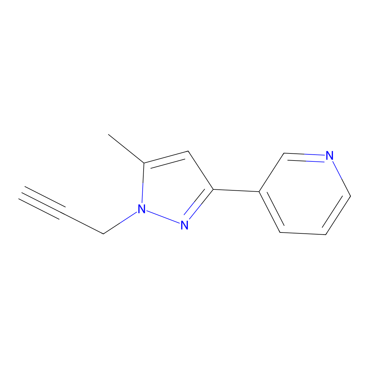 3-(5-methyl-1-(prop-2-yn-1-yl)-1H-pyrazol-3-yl)pyridine molecular structure, CAS 2098070-29-0