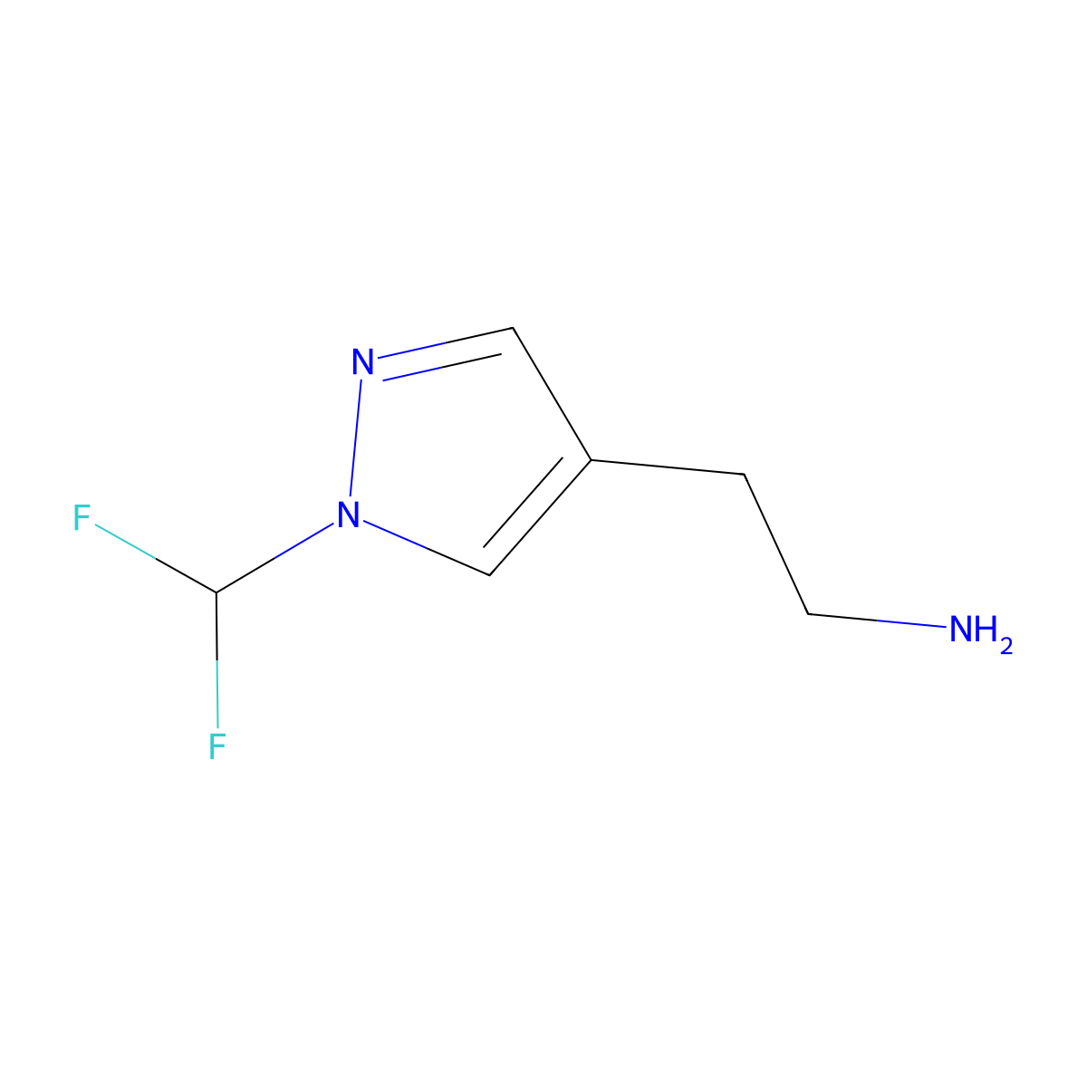 2-[1-(difluoromethyl)-1H-pyrazol-4-yl]ethan-1-amine molecular structure, CAS 2098071-12-4