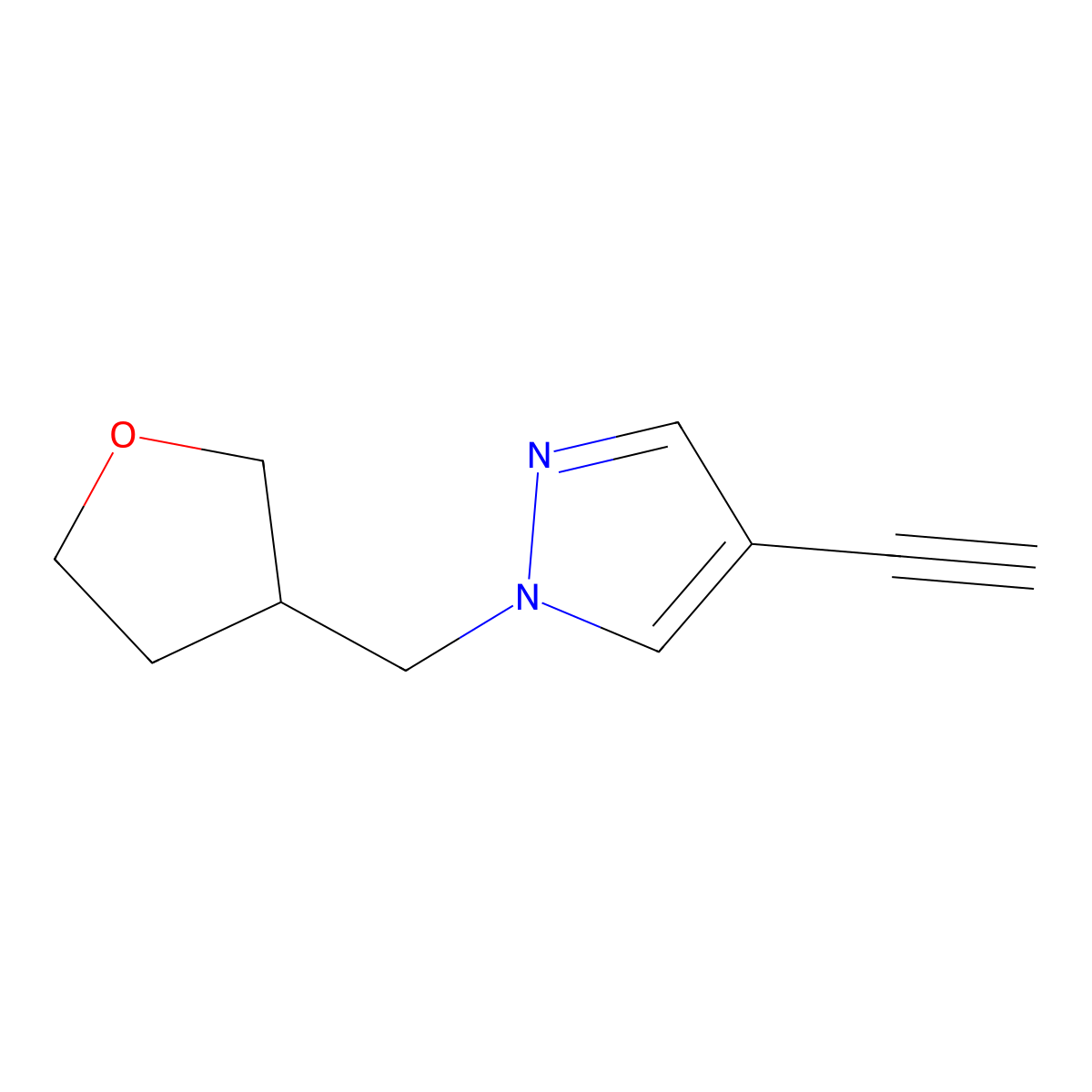 4-ethynyl-1-((oxolan-3-yl)methyl)-1H-pyrazole molecular structure, CAS 2098073-10-8