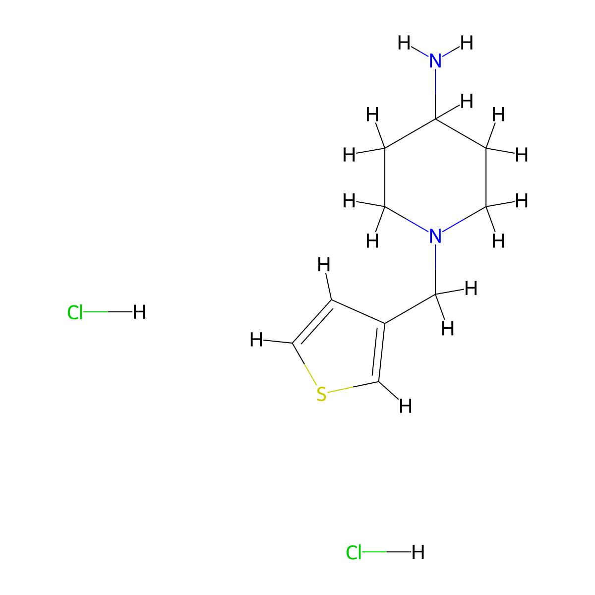1-(Thiophen-3-ylmethyl)piperidin-4-amine dihydrochloride molecular structure, CAS 2098073-20-0