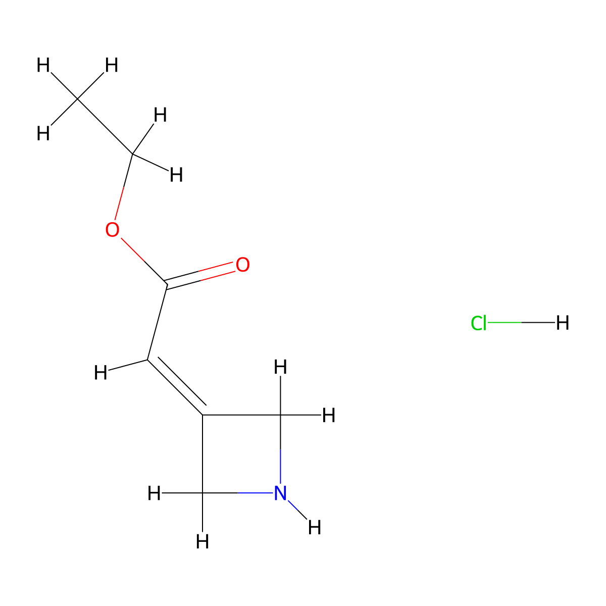 Ethyl 2-(azetidin-3-ylidene)acetate hydrochloride molecular structure, CAS 2098073-43-7