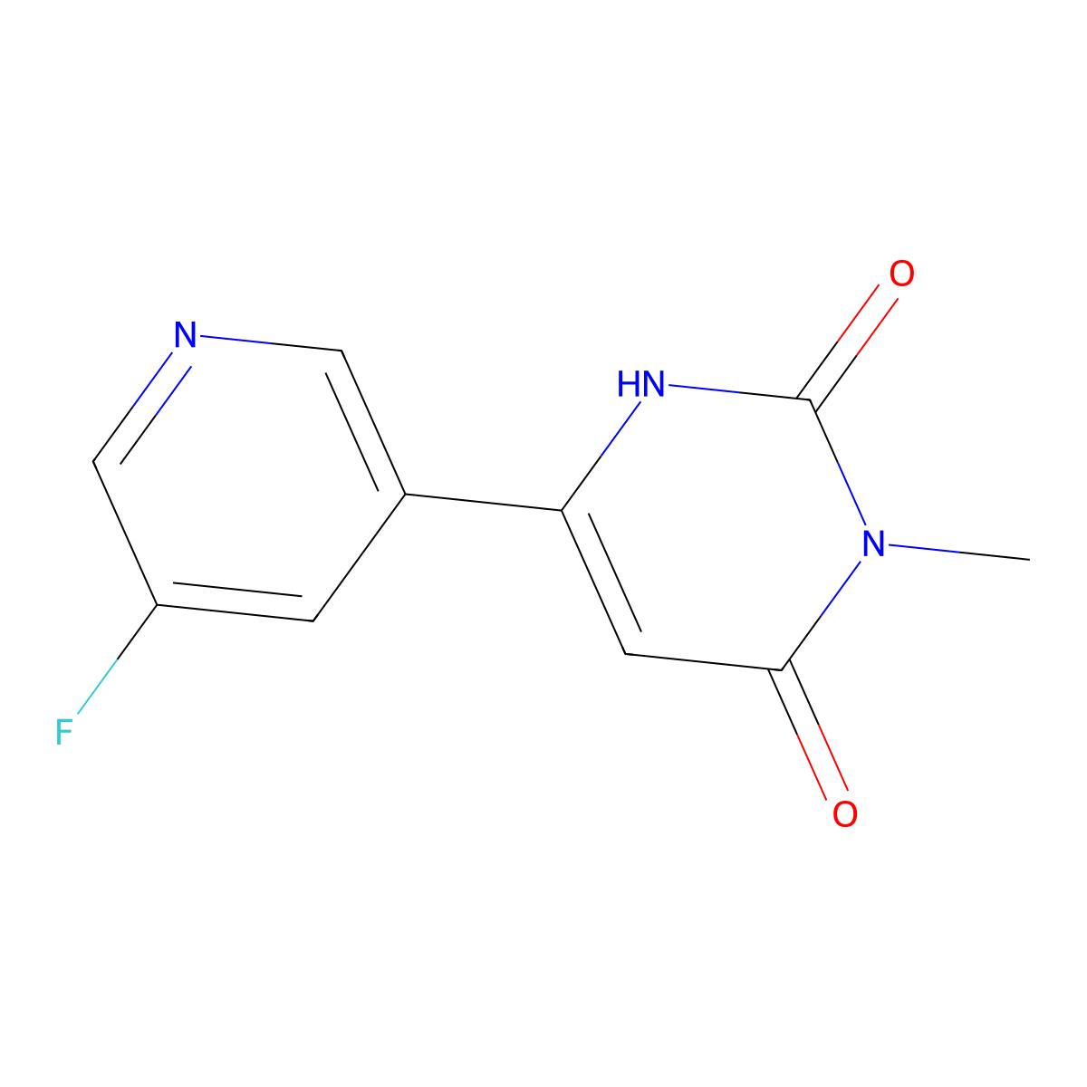6-(5-Fluoropyridin-3-yl)-3-methyl-1,2,3,4-tetrahydropyrimidine-2,4-dione molecular structure, CAS 2098073-44-8