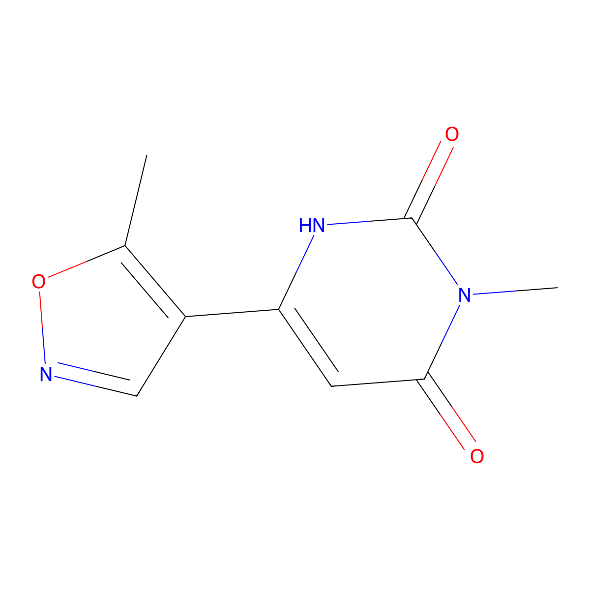 3-Methyl-6-(5-methyl-1,2-oxazol-4-yl)-1,2,3,4-tetrahydropyrimidine-2,4-dione molecular structure, CAS 2098073-80-2