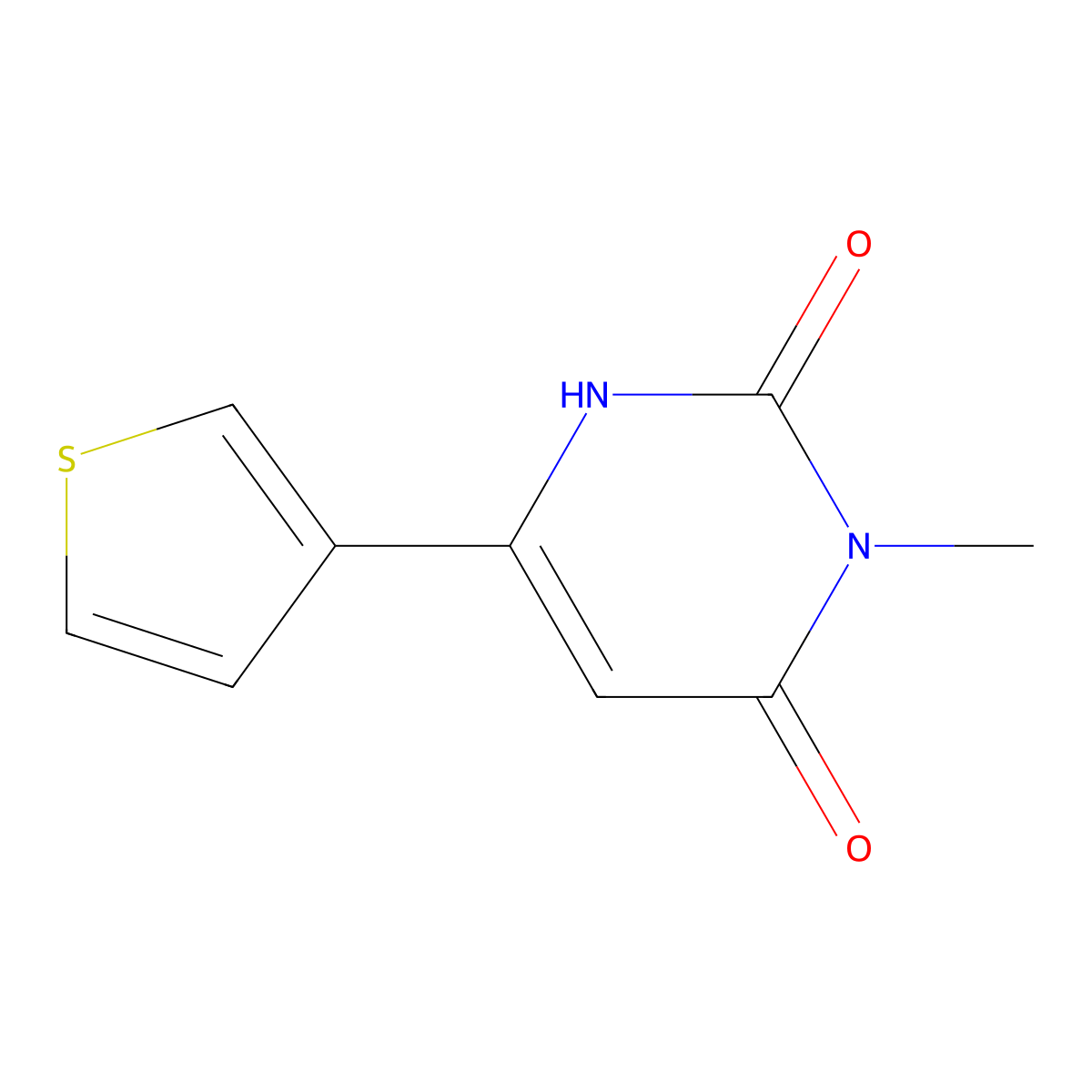 3-Methyl-6-(thiophen-3-yl)-1,2,3,4-tetrahydropyrimidine-2,4-dione molecular structure, CAS 2098073-97-1