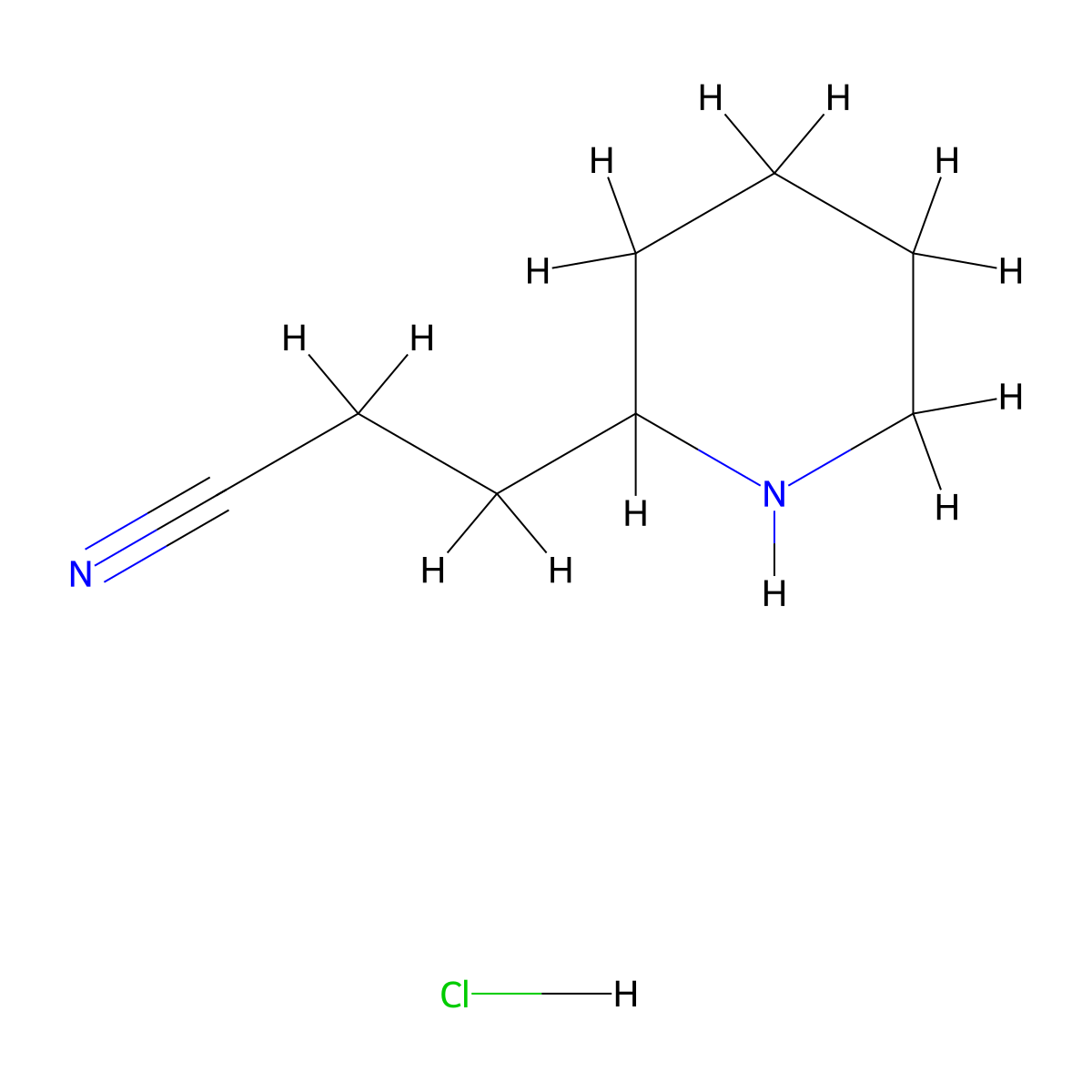 3-(Piperidin-2-yl)propanenitrile hydrochloride molecular structure, CAS 2098074-45-2