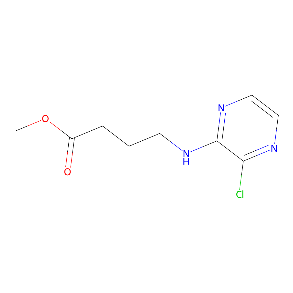 Methyl 4-((3-chloropyrazin-2-yl)amino)butanoate molecular structure, CAS 2098075-33-1