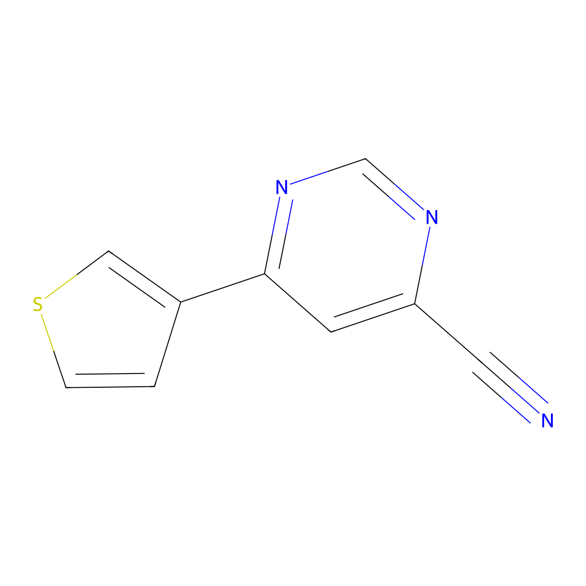 6-(Thiophen-3-yl)pyrimidine-4-carbonitrile molecular structure, CAS 2098075-50-2