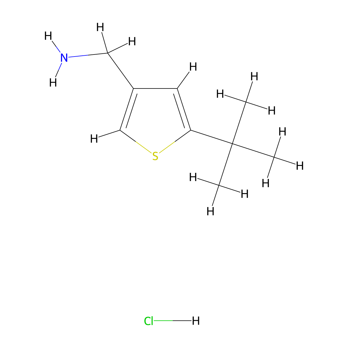 (5-(Tert-butyl)thiophen-3-yl)methanamine hydrochloride molecular structure, CAS 2098075-52-4