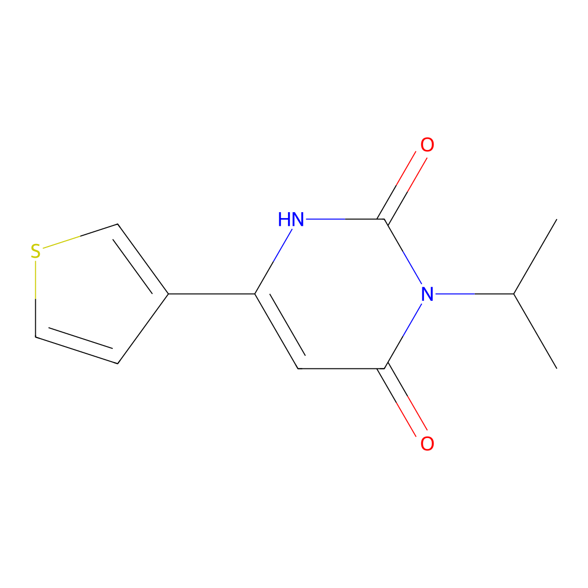 3-(Propan-2-yl)-6-(thiophen-3-yl)-1,2,3,4-tetrahydropyrimidine-2,4-dione molecular structure, CAS 2098075-80-8