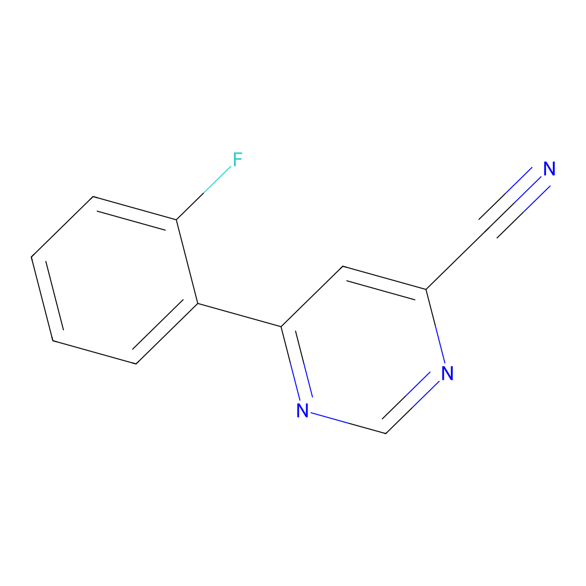 6-(2-Fluorophenyl)pyrimidine-4-carbonitrile molecular structure, CAS 2098076-01-6